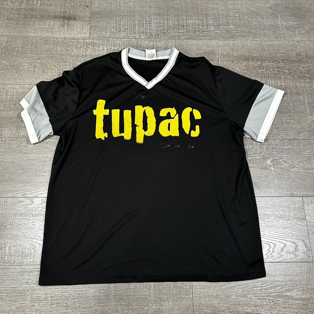 2PAC T-Shirt Men's 2XL Black Jersey Tupac Shakur Rapper Hip-Hop Music Streetwear
